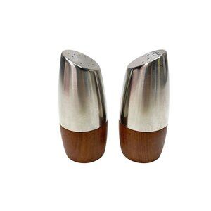 Vintage MCM Sweden Teak Wood Stainless Salt/Pepper Shakers